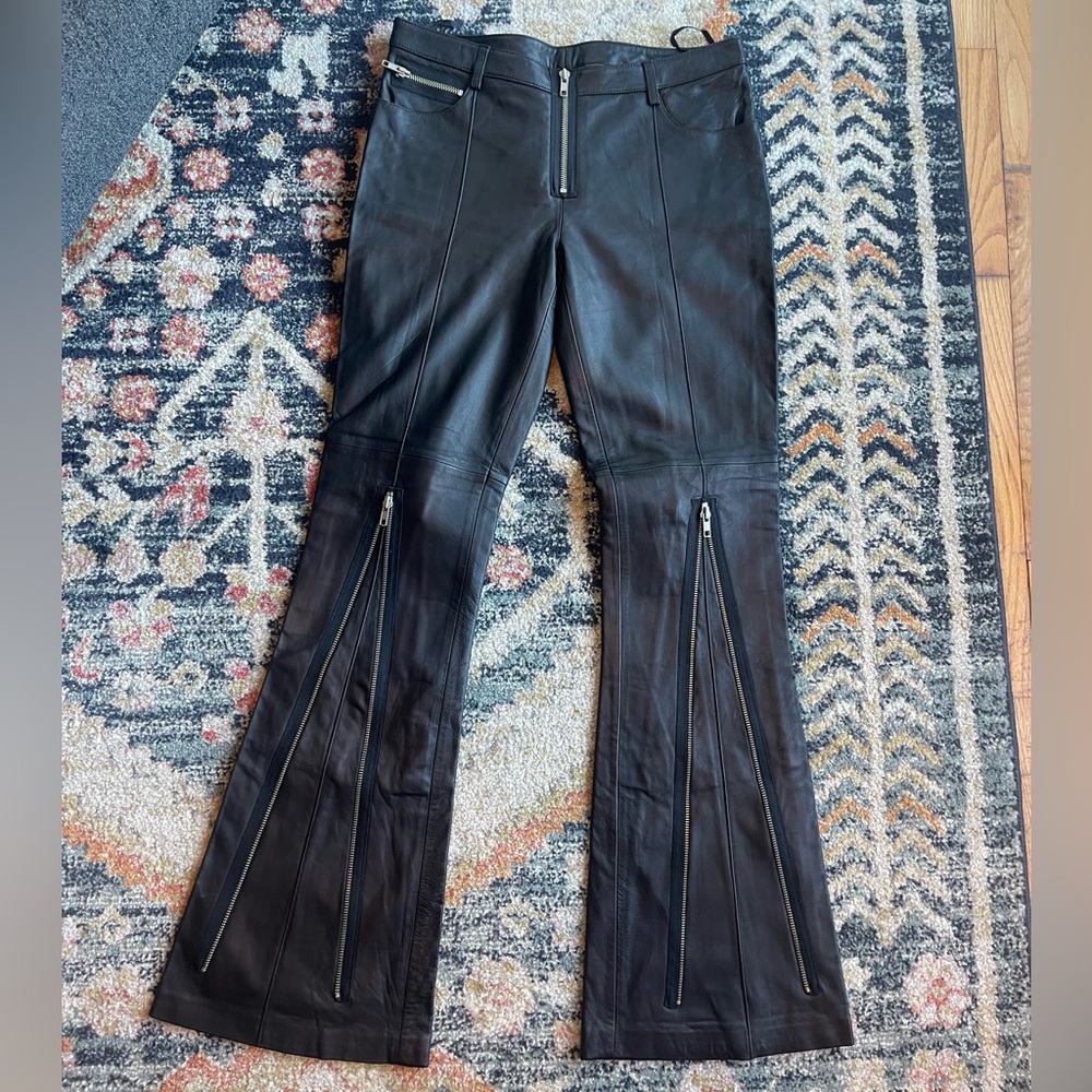 Black Leather Flare Pants
